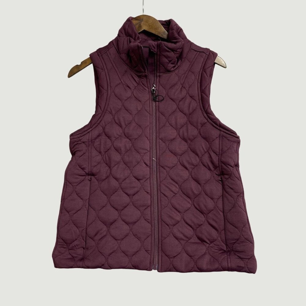 Kirkland Signature Quilted Burgundy Sleeveless Vest  Womens Size S M0250